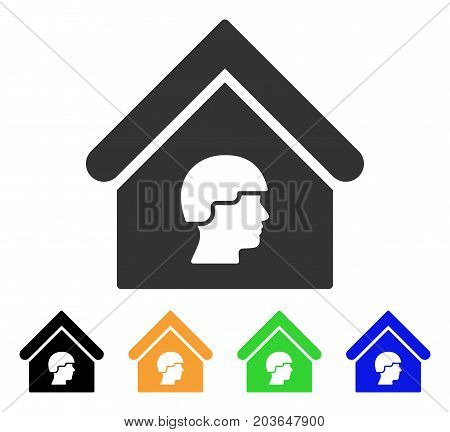 Barrack Building icon. Vector illustration style is a flat iconic barrack building symbol with black, grey, green, blue, yellow color versions. Designed for web and software interfaces.