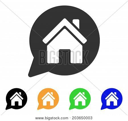 House Mention icon. Vector illustration style is a flat iconic house mention symbol with black, gray, green, blue, yellow color variants. Designed for web and software interfaces.