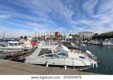KOPER, SLOVENIA - OCT 9, 2016: Coastal landscape on Oct 9, 2016 in Koper, Slovenia. Koper is a landmark port city on Slovenia's Adriatic coastline.