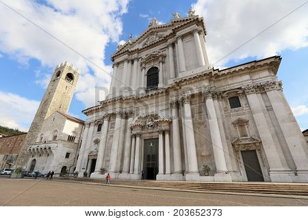 BRESCIA, ITALY - OCTOBER 6, 2016: Cathedral of Brescia on October 6, 2016 in Brescia, Italy. Brescia cathedral is a unesco world heritage.