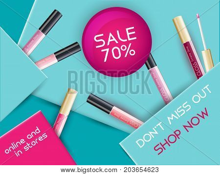 Vector Lipgloss Package Design on Advertising Poster