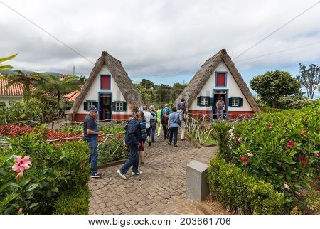 SANTANA MADEIRA PORTUGAL SEPTEMBER 9 2016: Traditional rural house in Santana on Madeira island Portugal