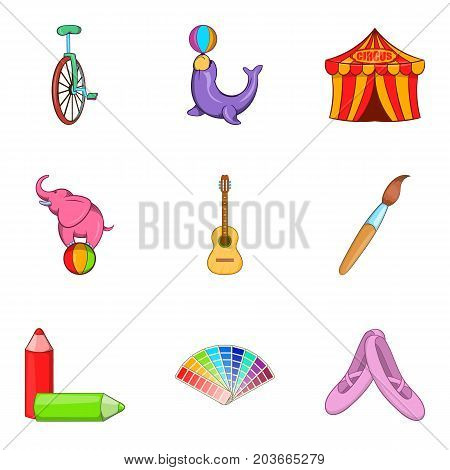 Circus actor icons set. Cartoon set of 9 circus actor vector icons for web isolated on white background