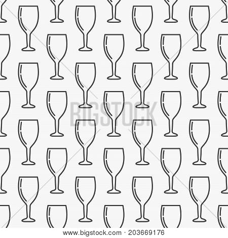 Wine glass seamless minimal vector pattern in thin line style