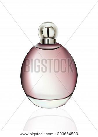 Perfume Cosmetics package Vector realistic mock up. Eau de toillete golden bottle Perfect for advertising, flyer, banner, poster. 3d illustrations