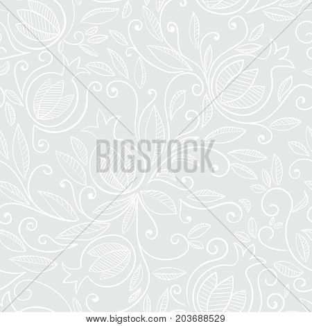 Pomegranate seamless pattern. Floral vector reapet background. Floral pattern with decorative pomegranate fruits and leaves.