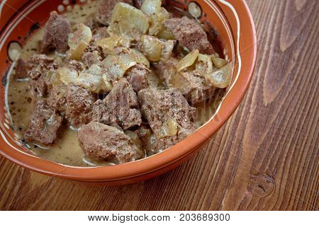 qovurma - roasted meat and liver , close up