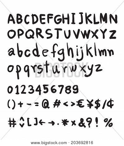 Alphabet font hand drawn vector art illustration