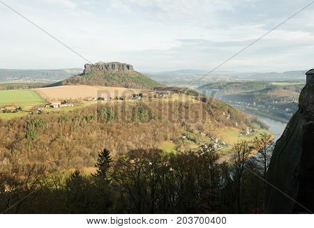 View from Koenigstein Fortress on the surrounding Saxon Switzerland