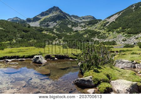 Amazing landscape with Valyavitsa river and Valyavishki chukar peak, Pirin Mountain, Bulgaria