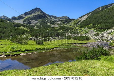 Amazing landscape with Valyavitsa river and Valyavishki chukar peak, Pirin Mountain, Bulgaria
