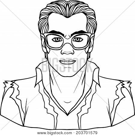 vector portrait of a man in glasses on an ethnic background