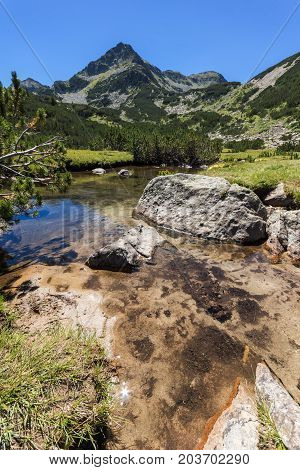 Amazing landscape with Valyavitsa river and Valyavishki chukar peak, Pirin Mountain, Bulgaria