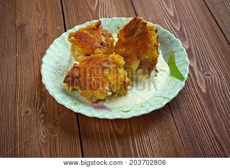 Semmelknoedel - Bavarian Bread Dumplings , close up