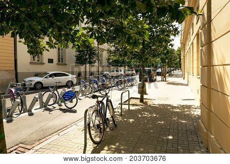 Warsaw, Poland - August 2, 2017: Architecture And People On The Street New World In Warsaw.