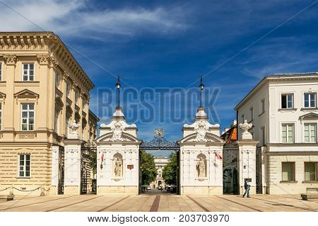 Warsaw, Poland - August 2, 2017: Architecture And People On The Street New World In Warsaw.