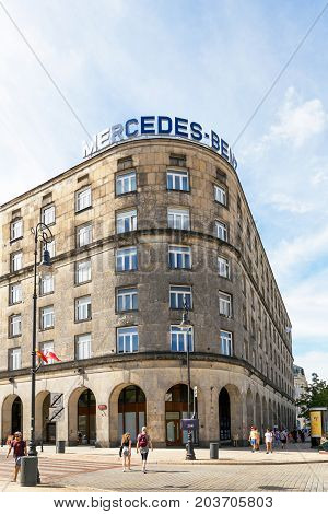 Warsaw, Poland - August 2, 2017: Architecture And People On The Street New World In Warsaw.