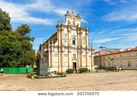 Warsaw, Poland - August 2, 2017: Architecture And People On The Street New World In Warsaw.