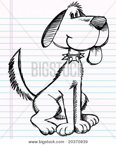 Notebook vázlatot doodle kutya vektoros illusztráció