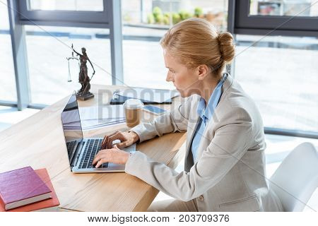 Female Lawyer Working With Laptop
