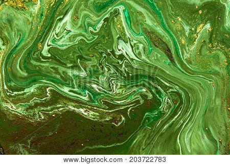 Marbled Abstract Background. Liquid Marble Pattern. Colorful Marble Backdrop. Golden Glitter Texture
