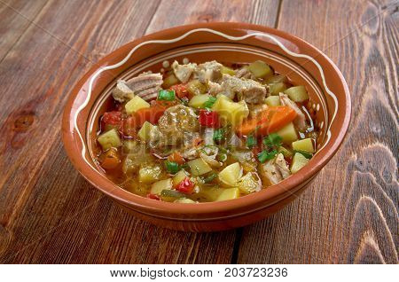 Pottage - thick soup or stew made by boiling vegetables grains and meat.staple food of all people living in Great Britain