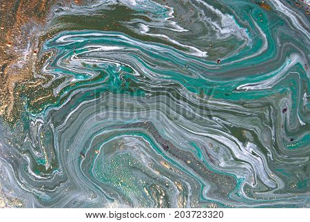 Marbled Abstract Background. Liquid Marble Pattern. Colorful Marble Backdrop. Golden Glitter Texture