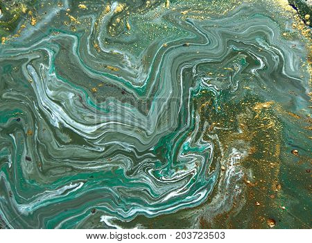 Marbled Abstract Background. Liquid Marble Pattern. Colorful Marble Backdrop. Golden Glitter Texture