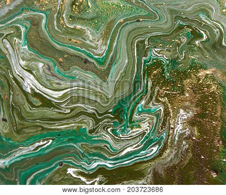 Marbled Abstract Background. Liquid Marble Pattern. Colorful Marble Backdrop. Golden Glitter Texture