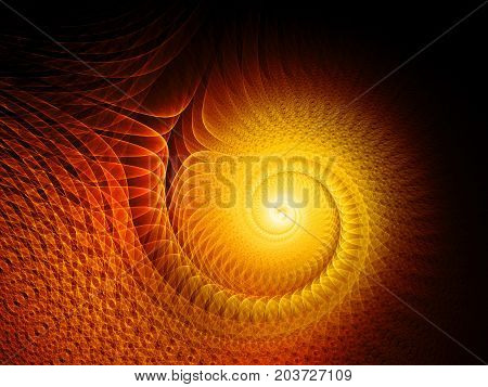 Fiery glowing multidimensional spiral computer generated abstract background 3D rendering
