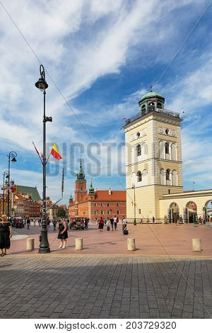 Warsaw, Poland - August 2, 2017: Architecture And People On The Street New World In Warsaw.