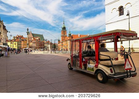 Warsaw, Poland - August 2, 2017: Architecture And People On The Street New World In Warsaw.