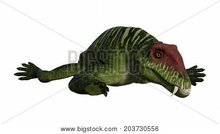 3D Rendering Dinosaur Doliosauriscus On White