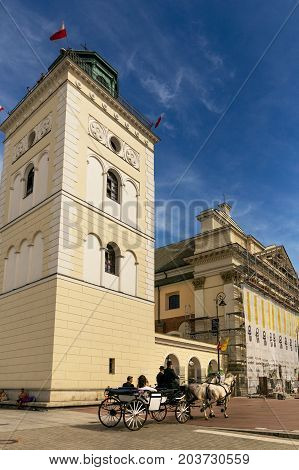 Warsaw, Poland - August 2, 2017: Architecture And People On The Street New World In Warsaw.