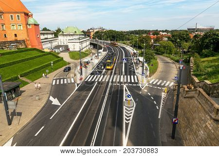 Warsaw, Poland - August 2, 2017: Architecture And People On The Street New World In Warsaw.