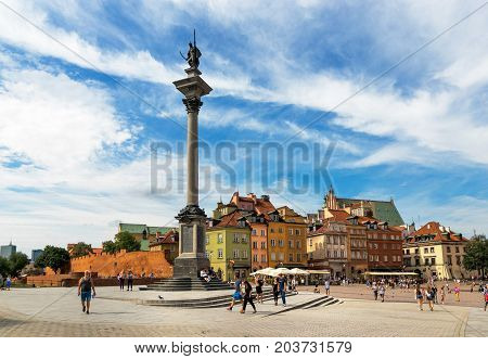 Warsaw, Poland - August 2, 2017: Architecture And People On The Street New World In Warsaw.