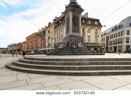 Warsaw, Poland - August 2, 2017: Architecture And People On The Street New World In Warsaw.