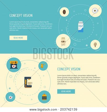 Flat Icons Ibrik, Arabica Bean, Espresso Dispenser And Other Vector Elements