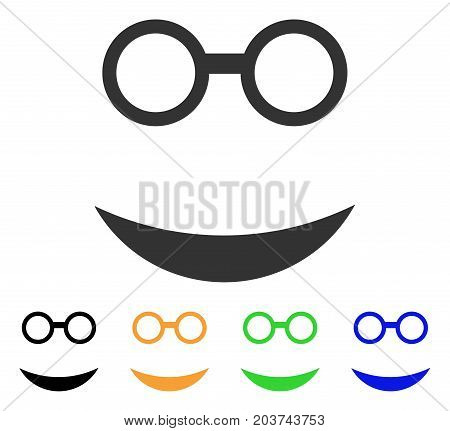 Professor Smile icon. Vector illustration style is a flat iconic professor smile symbol with black, grey, green, blue, yellow color versions. Designed for web and software interfaces.