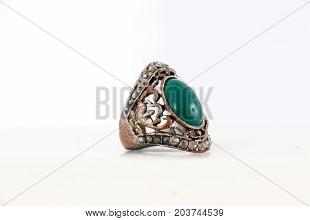 Beautiful Ring With Gem Isolated On White