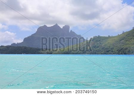 View from sea on mount Otemanu on Bora Bora island. French Polynesia