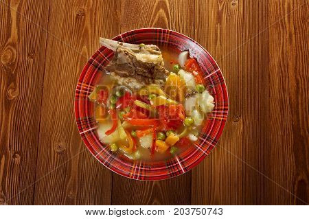 Traditional Bulgarian soup chorba. shurpa soup  , close up meal