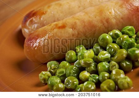 andouillettte dish.french Sausage making roasted  , close up