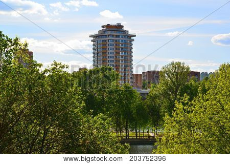 Eco-friendly Levoberezhny district in a Khimki, Russia