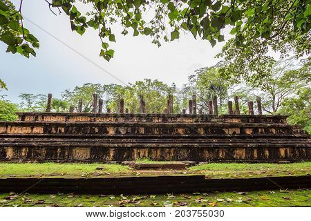 Ruins of Audience Hall of King Nissanka Malla in Polonnaruwa, Sri Lanka