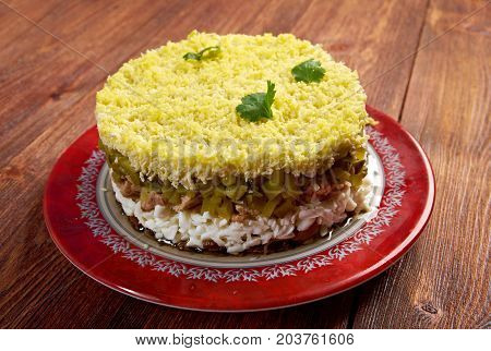Delicious Salad with Cod Livercloseup  , close up meal