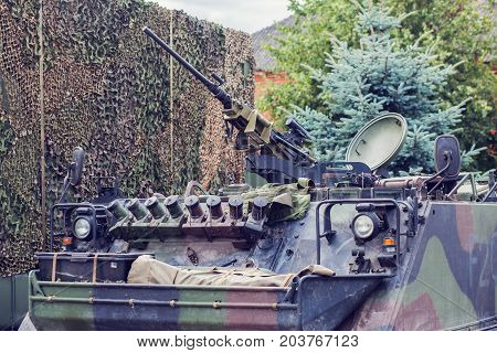 m2 browning machine gun on M113 armored personnel carrier
