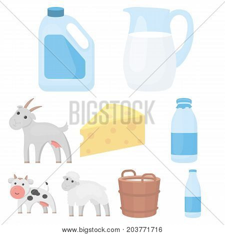 Milk set icons in cartoon style. Big collection of milk vector symbol stock
