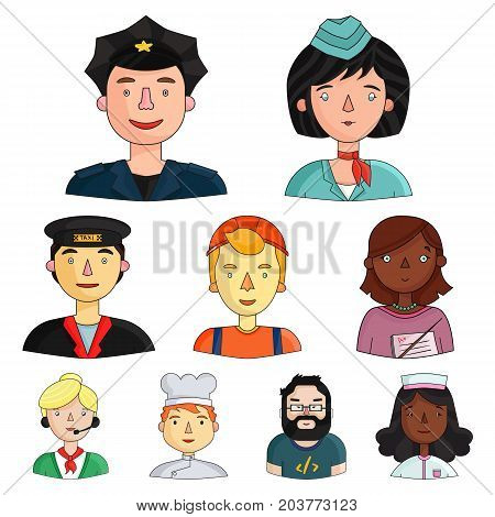 People of different profession set icons in cartoon design. Big collection of people of different profession vector symbol stock illustration