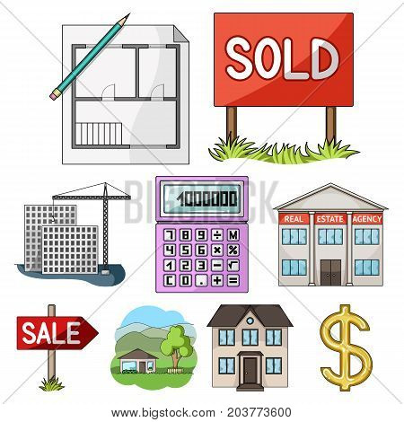 Real estate agency and other attributes. Realtor set collection icons in cartoon style vector symbol stock illustration .